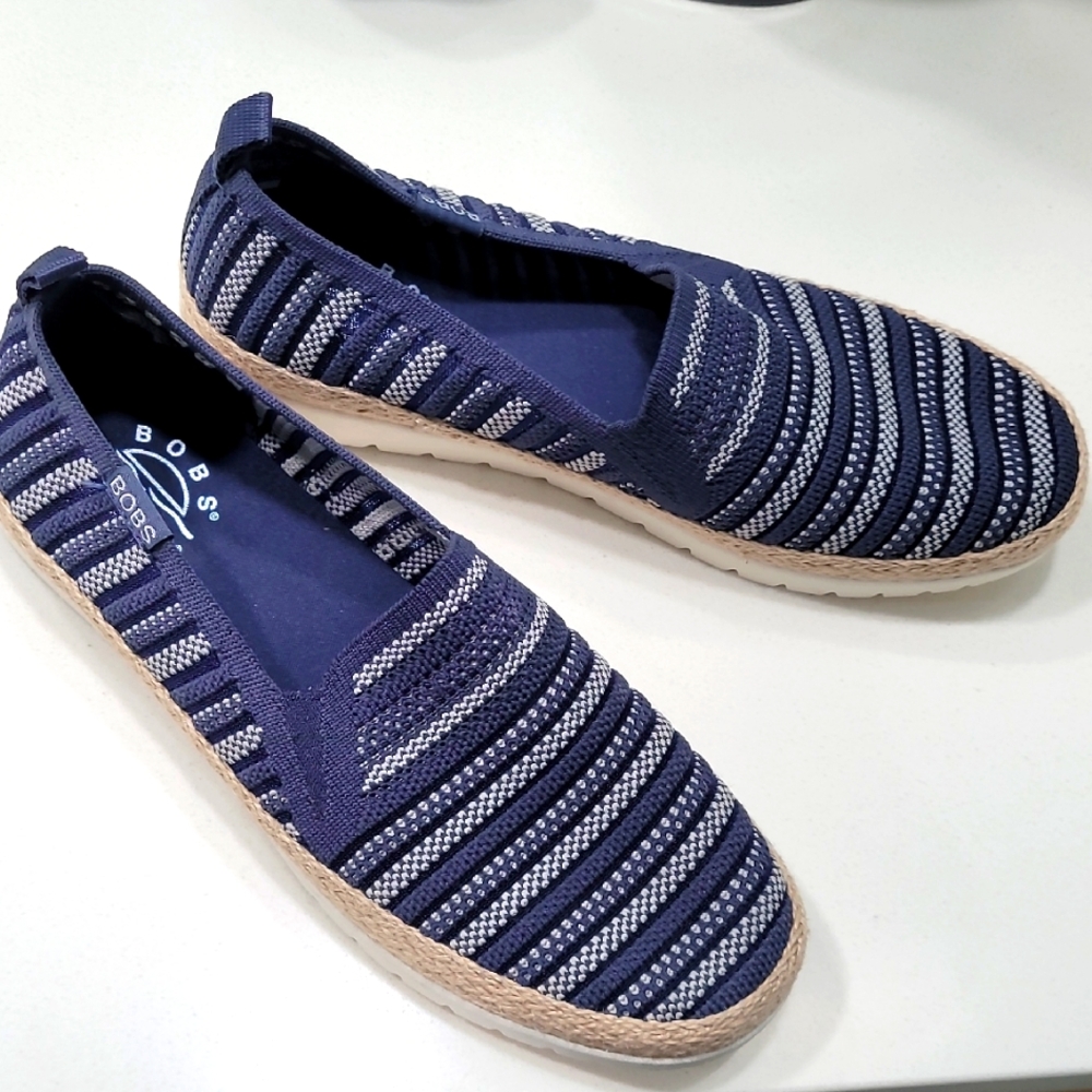 Skechers Bob's Blue and White Slip-On Loafers